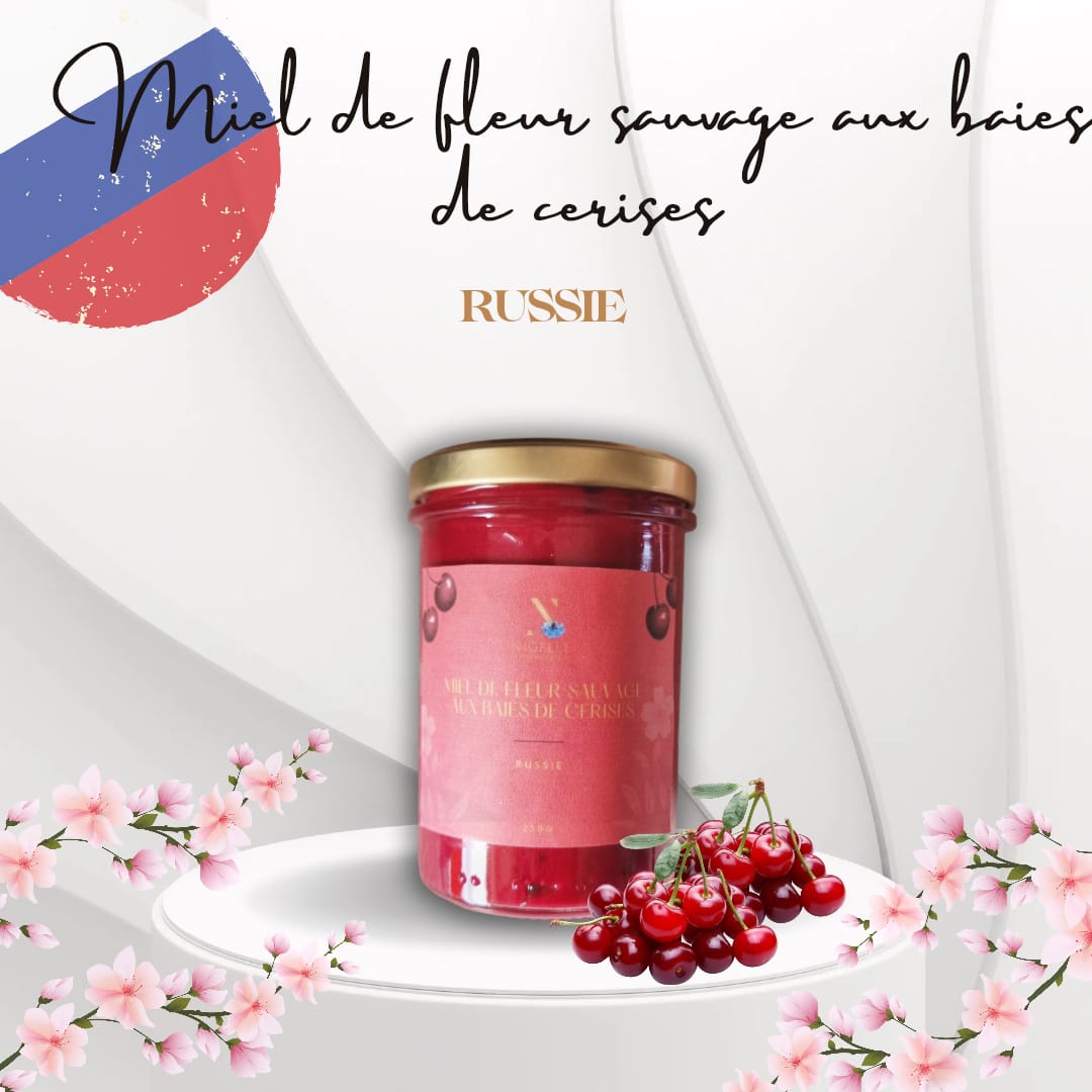 Miel de fleur sauvage aux baies de cerise de Russie